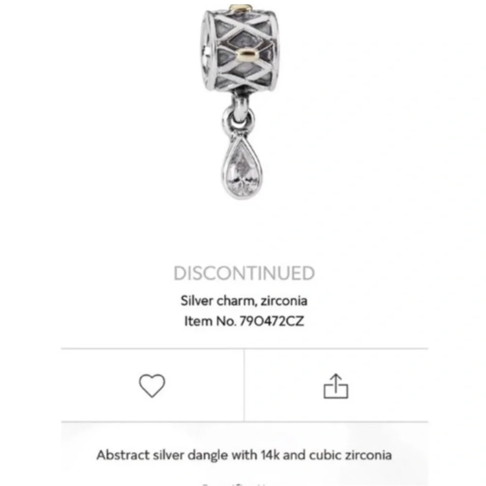 Pandora 925 & 14K Gold Two Tone Clear CZ One World Health Dangle Bead Charm